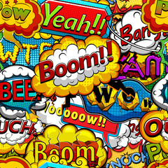 Multicolored comics speech bubbles seamless pattern illustration