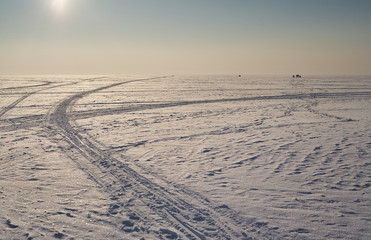 Snowy field. Оutdoors