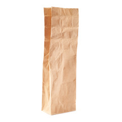 Brown paper pack for tea or coffee isolated over white background