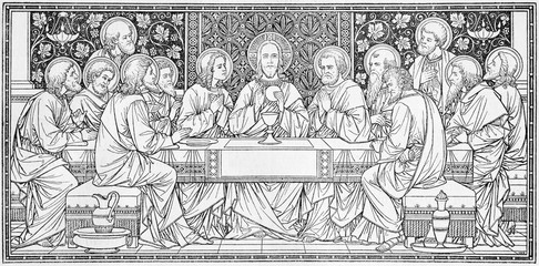 BRATISLAVA, SLOVAKIA, NOVEMBER - 21, 2016: The lithography of Last Supper in Missale Romanum by...