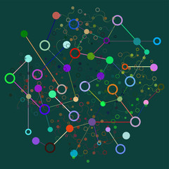 Social Network Graphic Concept. Geometric set polygonal structure with wire mesh, modern chaotic science and tech object