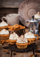Delicious coffee cupcakes decorated like a cappuccino cup