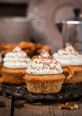 Delicious coffee cupcakes decorated like a cappuccino cup