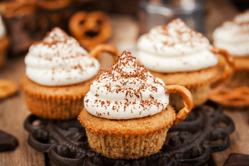 Delicious coffee cupcakes decorated like a cappuccino cup