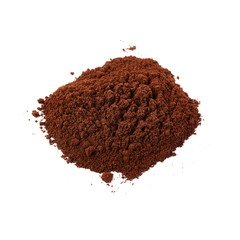 Ground milled coffee powder isolated over white background