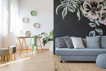 Spacious room with sofa