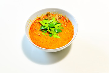 Panaeng Curry with Pork isolated on white background