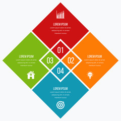 Infographics template four options with square