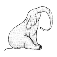 Vector illustration. Hand drawn sketch of an elephant