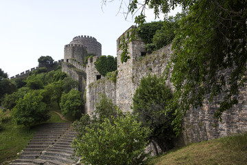 Fototapeta na wymiar Ancient Rumeli Fortress in Istanbul, on the shores of the Bosphorus Strait