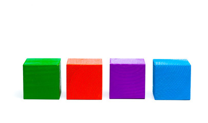 colored children cubes on  white isolated background