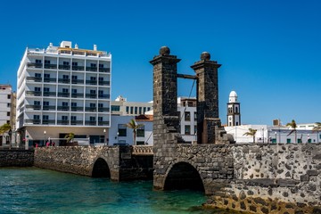 View of the Bridge of the Balls (Puente de las Bolas) in Arrecife, Lanzarote island, Spain