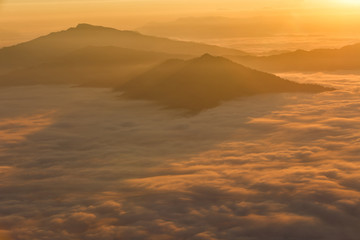 Fototapeta na wymiar Pha Tung mountain in sunrise time, Chiang Rai