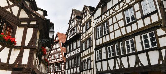 Strasbourg, water canal and nice house in Petite France area.