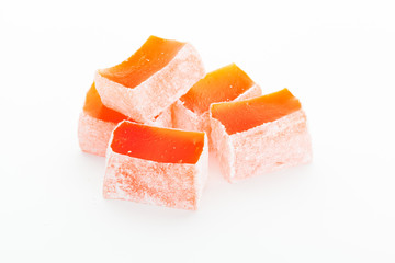 Tasty Turkish delight isolated on white