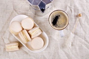 Homemade beige macaroon