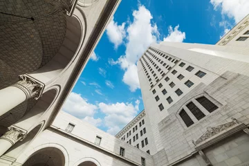 Fotobehang blauwe lucht boven het stadhuis van Los Angeles © Gabriele Maltinti
