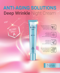 Vector Illustration with Retinol cream tube.