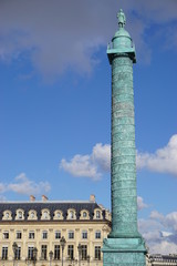 The green victory column on Place Vendome in Paris
