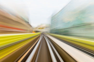Naklejka na ściany i meble Speed motion in urban highway road tunnel