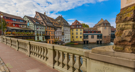 Strasbourg, water canal and nice house in Petite France area.