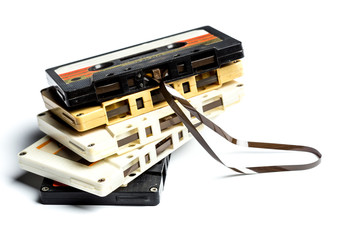vintage cassette tape isolated white background