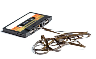 vintage cassette tape isolated white background