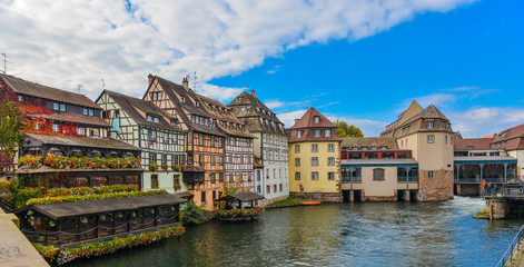Strasbourg, water canal and nice house in Petite France area.