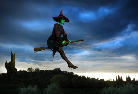 Witch Flying on a Broomstick