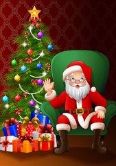 Santa Claus sitting in the living room

