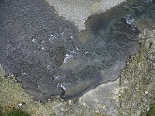 Aerial view of a river flowing