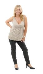 Full length portrait of  mature blond woman