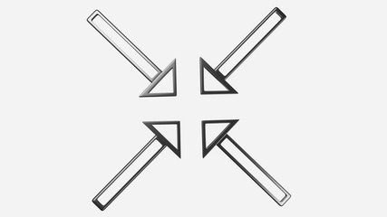 A 3D render of 4 metalic arrows