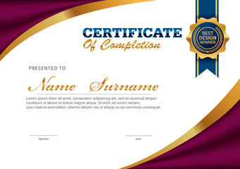 horizontal certificate template, diploma, vector