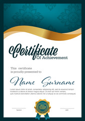 horizontal certificate template, diploma, vector