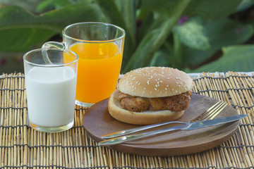 Spicy Chicken Burger with drink