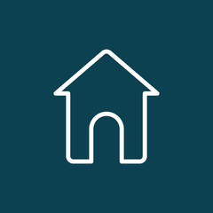 thin line home, house icon on blue background