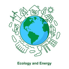 Earth and energy sources.  Ecological concept development Electr