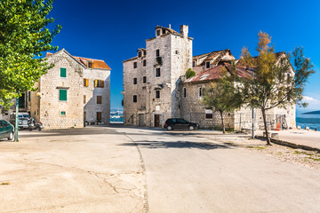 Dalmatia stone architecture Kastela. / View at architecture in suburb of town Split, Kastela, touristic place in Croatia, Europe.