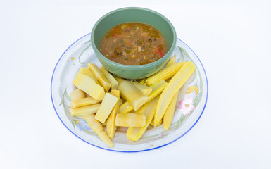 Thailand Central chili, spicy food, and, boiled vegetables.