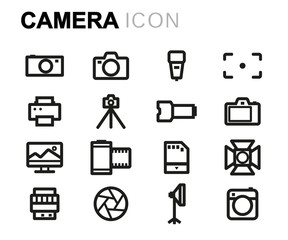 Vector line camera icons set