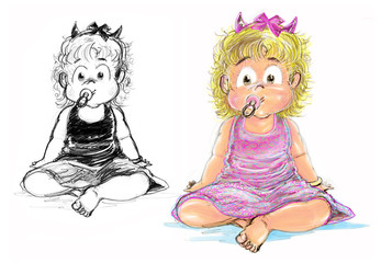 Pretty girl wear pink dress