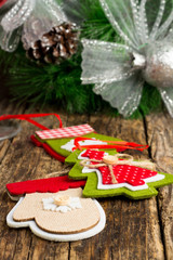 Christmas wreath and Christmas tree decorations