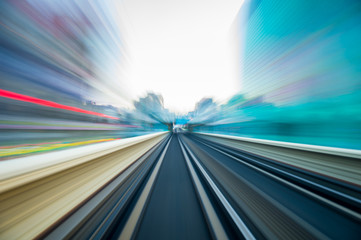Obraz premium Speed motion in urban highway road tunnel