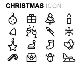 Vector line christmas icons set