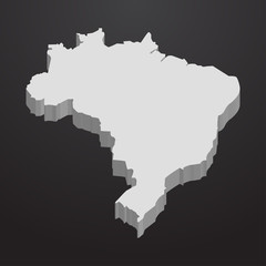 Brazil map in gray on a black background 3d