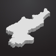 North Korea map in gray on a black background 3d