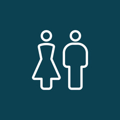 thin line female male icon on blue background