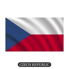 Waving Czech Republic flag on a white background. Vector illustration