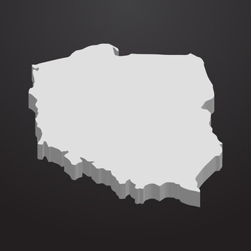Fototapeta Poland map in gray on a black background 3d